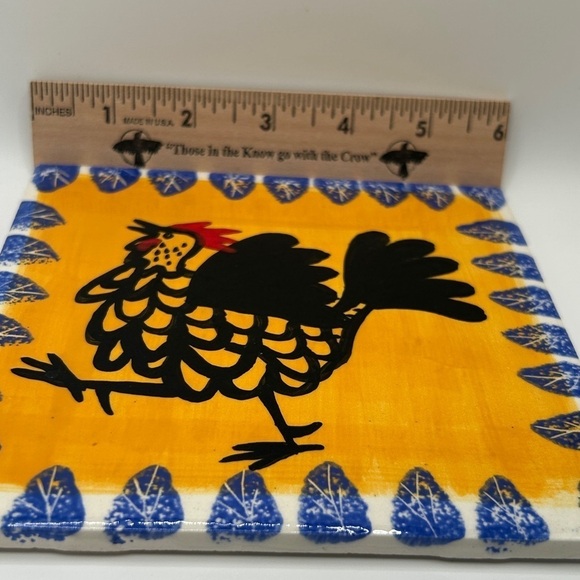 Hand-Painted Rooster Art Ceramic Tile Artist Signed​​​​​​ - Picture 3 of 7